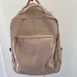 Corduroy small tan backpack
